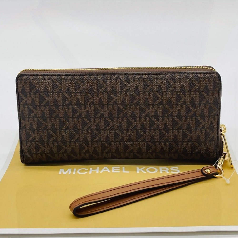 Michael Kors Large Continental Wallet Wristlet Brown Leather - Picture 8 of 8
